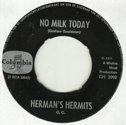 Herman's Hermits - No milk today + Dandy (Vinylsingle)