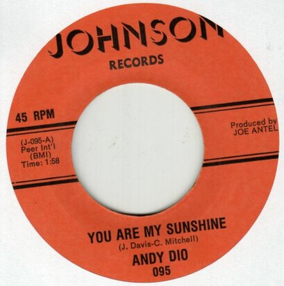 Andy Dio - You Are My Sunshine + Bonnie Jean (Vinylsingle)