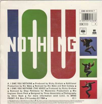 Bros - I owe you nothing + The Voice (Vinylsingle)