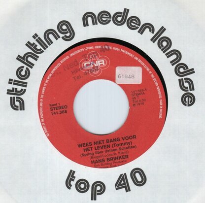 Hans Brinkers - Wees Niet Bang Voor Het Leven + Liefde Is Meer Dan Je Denkt (Vinylsingle)