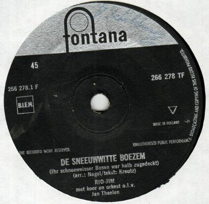 Rio Jim - De sneeuwwitte boezem + In de taverne d'amore (Vinylsingle)