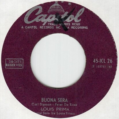 Louis Prima - Buona sera + Pennies from heaven (Vinylsingle)