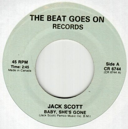 Jack Scott - Baby, She's Gone + Two Timin' Woman (Vinylsingle)