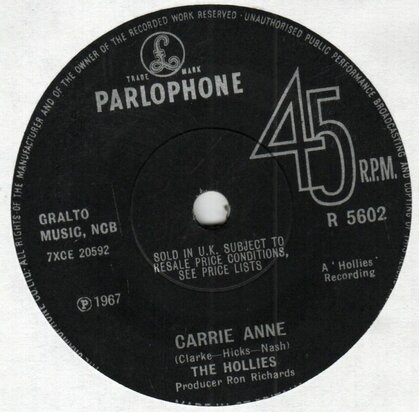 Hollies - Carrie-Anne + Sings that will never change (Vinylsingle)