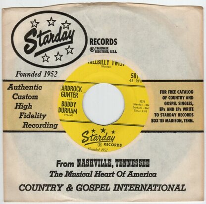 Hardrock Gunter & Buddy Durham - Hillbilly Twist + As Long As You're Happy (Vinylsingle)