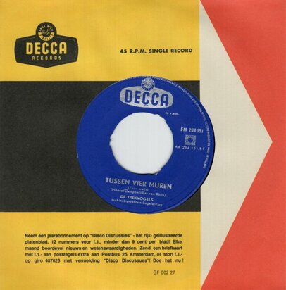 Trekvogels - Tussen vier muren + Op de steiger (Vinylsingle)