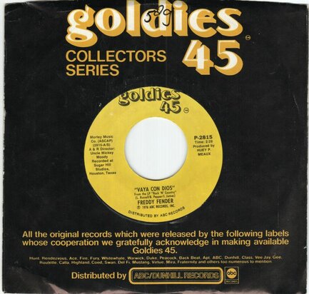 Freddy Fender - Vaya Con Dios + Sugar Coated Love (Vinylsingle)