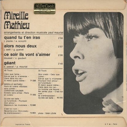 Mireille Mathieu - Quand Tu T'En Iras (EP) (Vinylsingle)