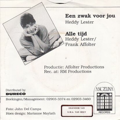 Heddy Lester - Een Zwak Voor Jou + Alle Tijd (Vinylsingle)