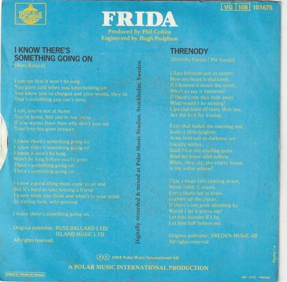 Frida - I know there's something going on + Threnody (Vinylsingle)
