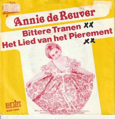 Annie de Reuver - Bittere tranen + Lied van het pierement (Vinylsingle)