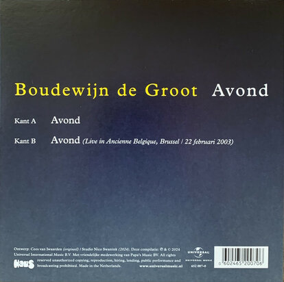Boudewijn de Groot - Avond + Avond (live) (Vinylsingle)