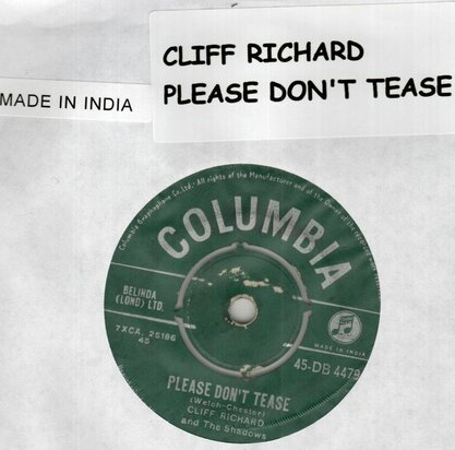 Cliff Richard - Please don't tease + Where is my heart (Vinylsingle)