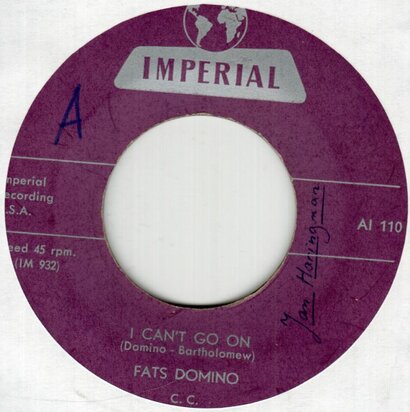 Fats Domino - I can't go on + Rose Mary (Vinylsingle)