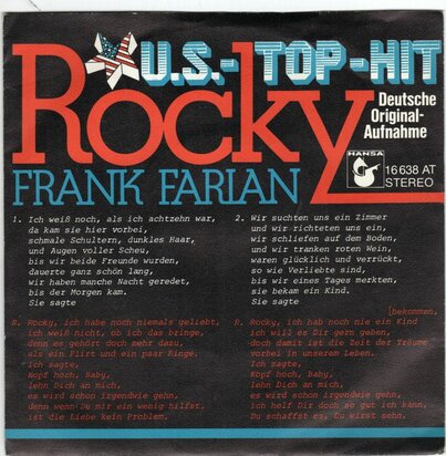 Frank Farian - Rocky + Am samstagabend (Vinylsingle)