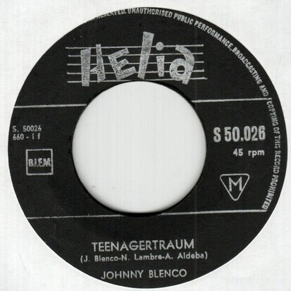 Johnny Blenco - Teenagertraum + Einmahl (Vinylsingle)