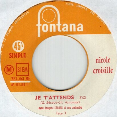Nicole Croisille - Je T'attends + Fiere "Proud" (Vinylsingle)