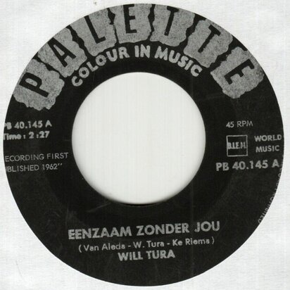 Will Tura - Eenzaam zonder jou + Je huilt meisjelief (Vinylsingle)