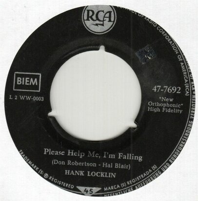 Hank Locklin - Please help me, I'm falling + My old hometown (Vinylsingle)