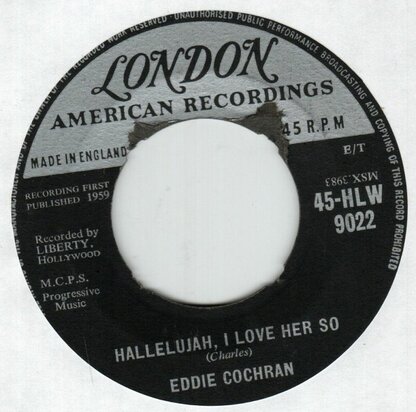 Eddie Cochran - Hallelujah I love her so + Little Angel (Vinylsingle)