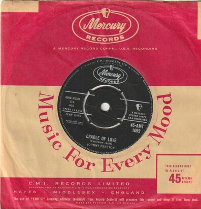 Johnny Preston - Cradle of love + City of tears (Vinylsingle)