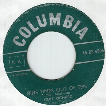 Cliff Richard - Nine times out of ten + Thinking of our love (Vinylsingle)