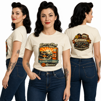 T-Shirt Beige maat L "Liever een plaat met een tikkie"