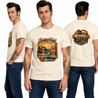 T-Shirt Beige maat L "Liever een plaat met een tikkie"