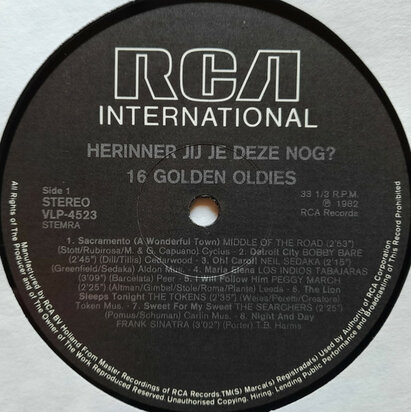 Various - Herinner Jij Je Deze Nog? "16 Golden Oldies" (Vinyl LP)