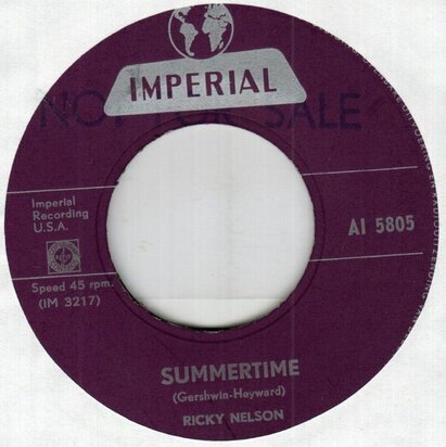 Ricky Nelson - Summertime + Young world (Vinylsingle)