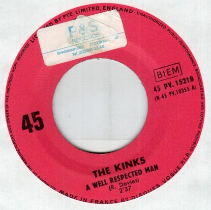 Kinks - A well respected man + Such a shame (Vinylsingle)