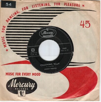 Johnny Preston - Charming Billy + Up in the air (Vinylsingle)