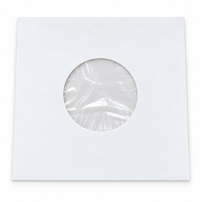 Wit Papieren Hoezen voor vinylsingles (cellophan voering) - per 100 stuks