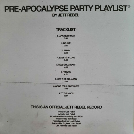 JETT REBEL - PRE-APOCALYPSE PARTY PLAYLIST -COLOURED- (Vinyl LP)