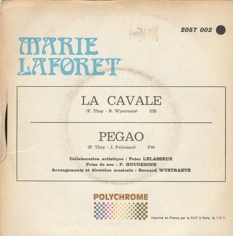 Marie Laforet - La Cavale + Pegao (Vinylsingle)