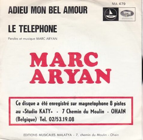 Marc Aryan - Adieu Mon Bel Amour + Le Telephone (Vinylsingle)
