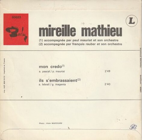 Mireille Mathieu - Mon credo + Ils s'embrassaient (Vinylsingle)