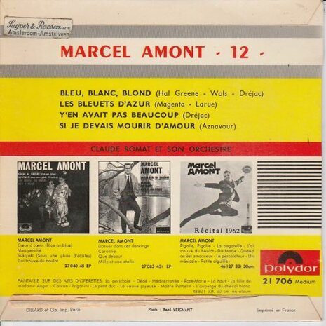 Marcel Amont - Blue, blanc, blond (EP) (Vinylsingle)