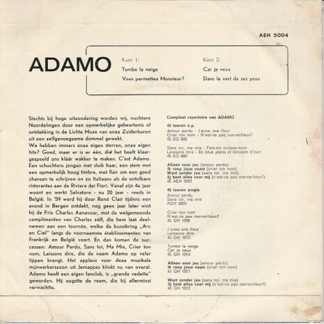 Adamo - Tombe la neige (EP) (Vinylsingle)