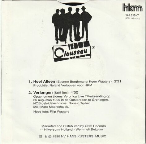 Clouseau - Heel alleen + Verlangen (Vinylsingle)