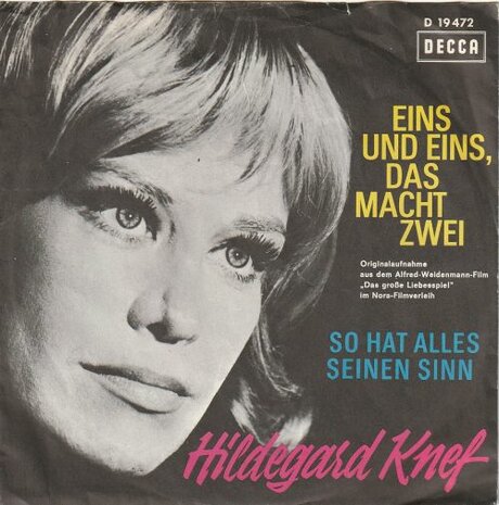 Hildegard Knef - Eins Und Eins, Das Macht Zwei + So Hat Alles Seinen Sinn (Vinylsingle)