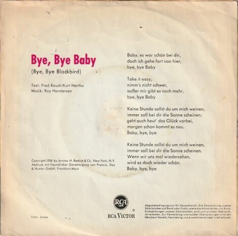 Anita Kerr Singers - Bye bye baby + Singapur (Vinylsingle)