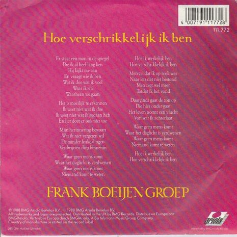 Frank Boeijen Groep - Hoe verschrikkelijk ik ben + Piccadilly circus (Vinylsingle)