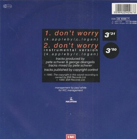 Kim Appleby (Mel & Kim) - Don't worry + (instr.) (Vinylsingle)