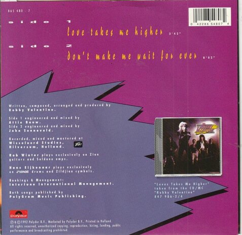 Robby Valentine - Love takes me higher + Don't make me (Vinylsingle)