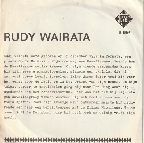 Rudy Wairata - Hula Lu + Sweety, Sweety Von Tahiti (Vinylsingle)