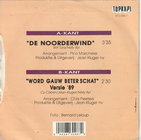 Will Tura - De Noorderwind + Word gauw beter schat (versie '89) (Vinylsingle)