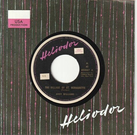 Andy Williams - I'm so lonesome I could cry + The village of St. Bernadette (Vinylsingle)