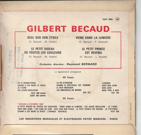 Gilbert Becaud - Seul Sur Son Etoile (EP) (Vinylsingle)