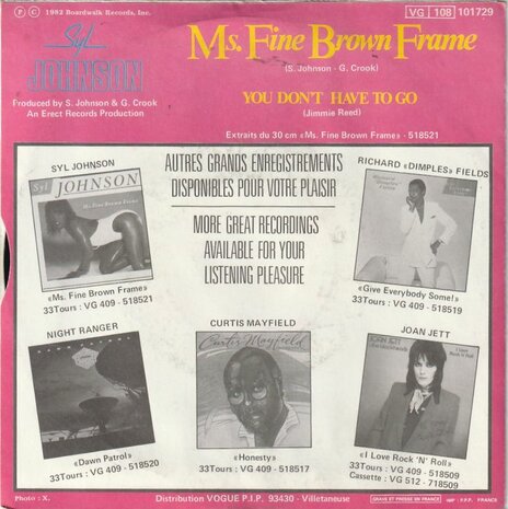 Syl Johnson - Ms. Fine Brown Frame + You Don't Have To Go (Vinylsingle)